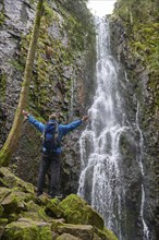 Tourist attraction of Germany, falls of Burgbach Waterfall near Schapbach, Black Forest,