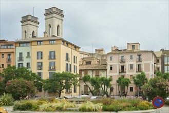 View of old town Girona, Catalonia, Spain, Europe. Summer travel, Europe