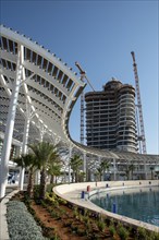 Ayia Napa, Cyprus, October 16 2021: The new Ayia napa marina with modern architecture buildings