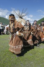 PETROPAVLOVSK CITY, KAMCHATKA PENINSULA, RUSSIA, JULY 11, 2015: Group of women in national clothing