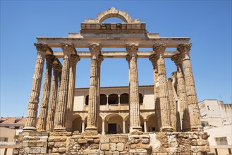 The famous Roman temple of Diana in Merida, province of Badajoz, Extremadura, Spain, Europe