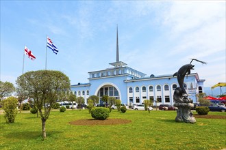 Batumi, Georgia, May 2, 2017: City panoramic landscape with Batumi Sea Port at summer Black sea