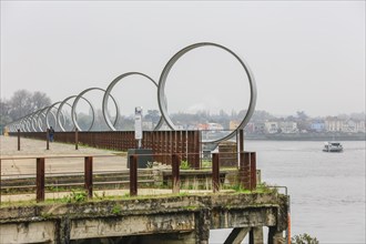 Art installation Les Anneaux de Buren, former shipyard of the Chantiers d'Atlantique on the Ile de