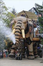 Tourist attraction The Great Elephant on the Ile de Nantes in the Loire, Nantes, Loire-Atlantique