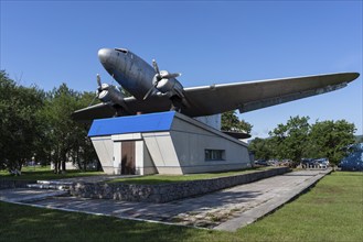 KAMCHATKA PENINSULA, RUSSIAN FAR EAST, AUG 6, 2018: Monument to Soviet military transport aircraft