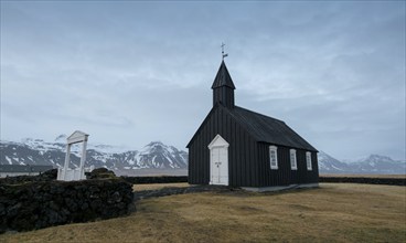 Famous black church of Budir at Snaefellsnes peninsula region in Iceland