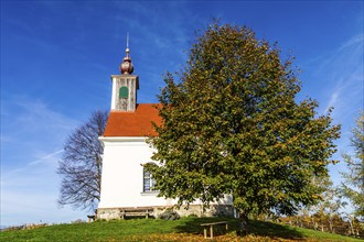 Autumn atmosphere with foliage colouring, Theresienkapelle, Mass Chapel Maria vom Guten Rat,