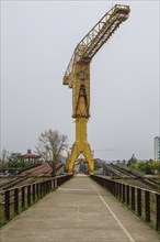 Yellow crane, former shipyard of the Chantiers d'Atlantique on the Ile de Nantes in the Loire,