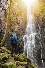 Tourist attraction of Germany, falls of Burgbach Waterfall near Schapbach, Black Forest,