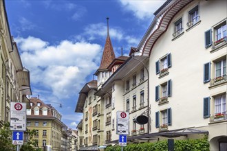 Street with historic houses in Bern downtown, Switzerland, Europe