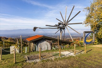 Autumn atmosphere with foliage colouring, largest Klapotetz in the world, Demmerkogel, municipality