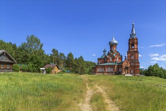 Red brick church in Shirkovo, Russia, Europe