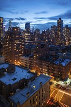 Manhattan in the blue hour - view from the Upper East Side towards the south-west