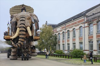 Tourist attraction The Great Elephant on the Ile de Nantes in the Loire, Nantes, Loire-Atlantique