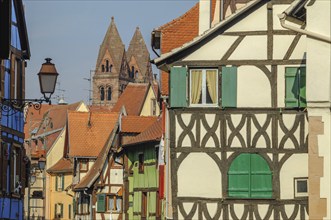 Old town of Selestat with half-timbered houses. Grand est, France, Europe