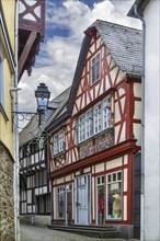 Street with half-timbered houses in Limburg old town, Germany, Europe