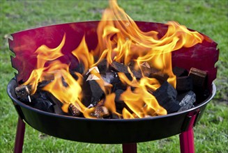 Flames and coal on a barbecue grill