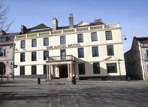 HistoricAngel Hotel building in the marketplace at the centre of the town of Chippenham, Wiltshire,