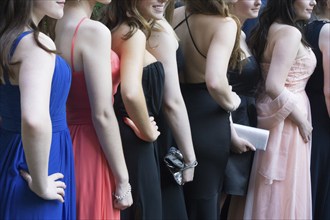 High school graduates with prom dresses for the Abiball, Berlin, 21.06.16