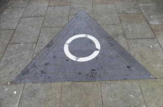 Distance rail marker zero miles, Blaenau Ffestiniog, Gwynedd, north Wales, UK