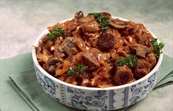 Bigos, bigus is a national Polish dish, made of cabbage and meat, stewed, homemade, no people