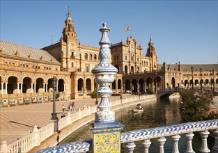 The Plaza de España, Seville, Spain built in 1928 for the Ibero-American Exposition of 1929. It is