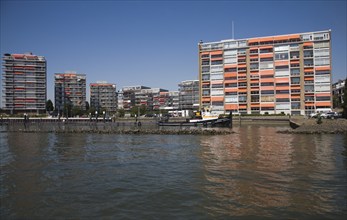 Waterfront apartment block suburban housing, Zwijndrecht, Dordrecht, Netherlands