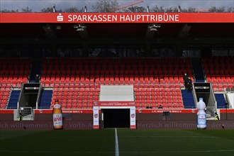 Interior, Sparkassen-Haupttribüne, Logo, empty, Voith-Arena, 1. FC Heidenheim 1846 FCH, Heidenheim,