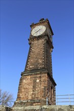 The water gauge on the Parkinsel in Ludwigshafen, one of the landmarks of the city on the Rhine