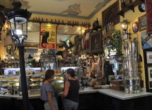 Customers inside famous historic Los Gatos Cervecerias bar, Madrid city centre, Spain, Europe