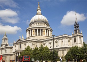 View of St Paul's cathedral from Cannon Street, London