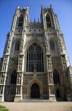 Frontage of Beverley Minster church, Beverley, Yorkshire, England, United Kingdom, Europe