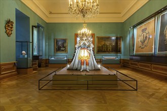 Figurine of Augustus the Strong in a Roman splendour uniform in the parade rooms, Dresden, Saxony,