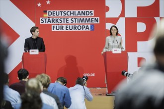 Kevin Kuehnert, SPD Secretary-General, and Katarina Barley, SPD lead candidate for the 2024