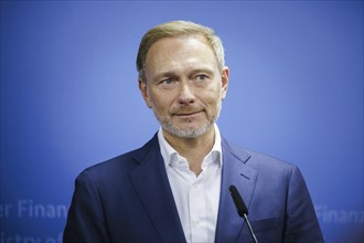 Christian Lindner (FDP), Federal Minister of Finance, gives a press statement at the Ministry of