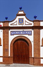 Entrance to the market hall in Rota, Andalusia, Spain, Europe