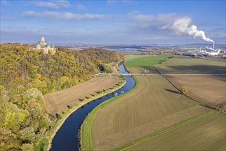 Castle Marienburg south from Hannover, on Mt Marienberg above river Leine, autumnal foliage,