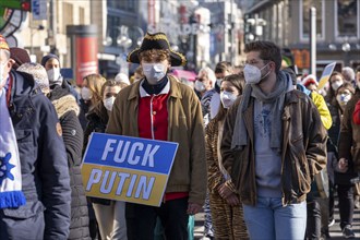 Peace demonstration against the war in Ukraine, instead of the Rose Monday parade in Cologne, with