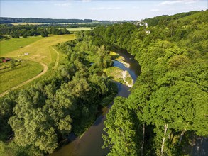 The Ruhr near Wickede, renaturalised, since 2013 river sections of the Ruhr that were previously