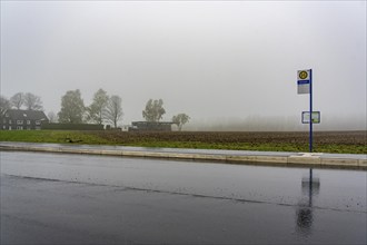 Bus stop, line 339, local transport in the countryside, near Ennepetal-Schlagbaum, B483,