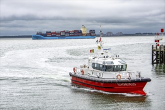 The Belgian pilot boat Schonefeld enters the Pilot Boat harbour of Vlissingen, has dropped off a