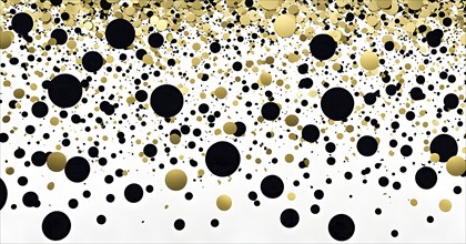 Abstract New Years Eve confetti explosion, with minimalist colored squares and circles falling