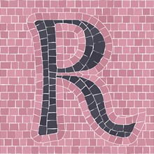 Mosaic tiles letter R. EPS 10 editable flat design vector seamless horizontal pattern