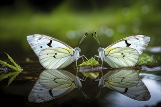 Close-up of a cabbage white butterfly (Pieris rapae), with its fine, pale wings and the subtle