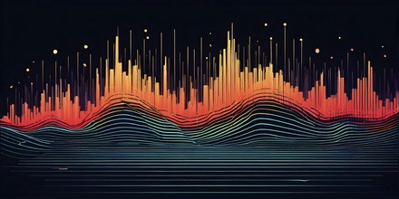 Illustration of abstract audio frequency sound wave lines, AI generated