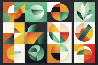 Abstract minimalist geometric illustration embodying sustainability in vibrant colors, AI generated