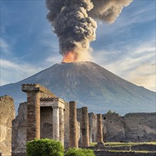 Symbolic image. Eruption of Mount Vesuvius in Pompeii, Italy, in modern times, AI generated, AI