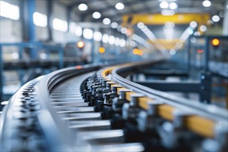 Empty conveyor belt in factory. KI generiert, generiert, AI generated