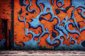 AI generated picture of an urban wall covered with graffiti