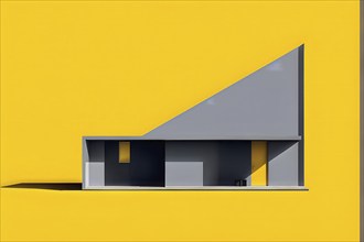 AI generated minimalistic architecture house design in monochrome grey structure with vibrant